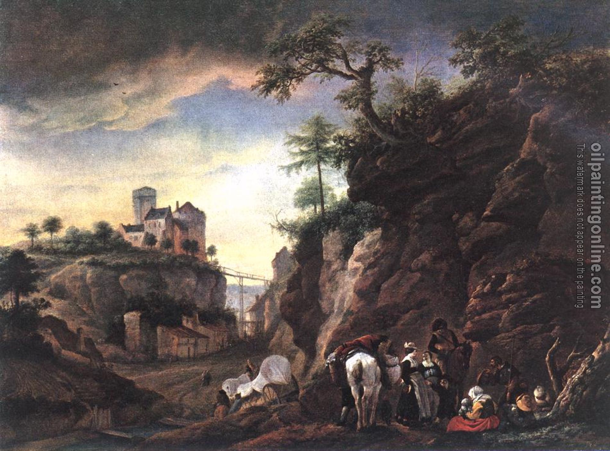 Wouwerman, Philips - Rocky Landscape with resting Travellers